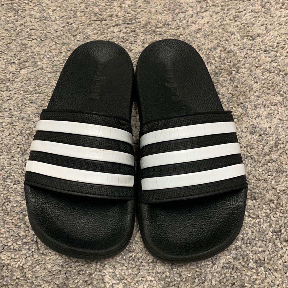Black adidas slides size 1